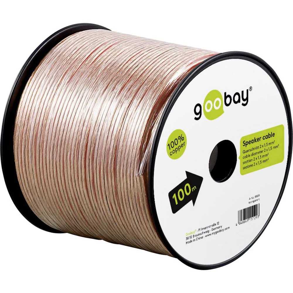 Zvučnički kabel 2 x 1.50 mm&sup2; Prozirna Goobay 15128 50 m slika