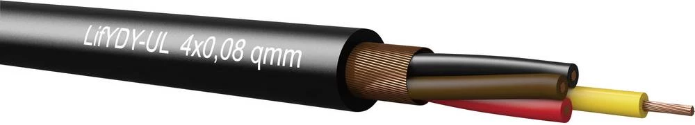 Krmilni kabel LifYDY 4 x 0.08 mm crne boje Kabeltronik 390400800 metarski slika