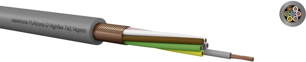 Krmilni kabel PURtronic Highflex 5 x 0.14 mm sive boje Kabeltronik 213051400 metarski slika