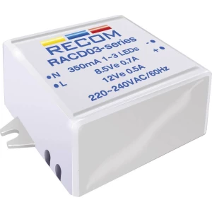 LED napajač s konstantnom strujom 3 W 350 mA 12 V/DC Recom Lighting RACD03-350 radni napon maks.: 264 V/AC slika