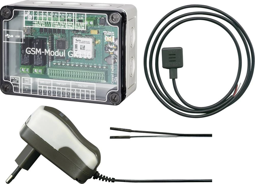 GSM modul 5 V/DC, 32 V/DC GX 110 uklj. senzor temperature, uklj. napajač slika