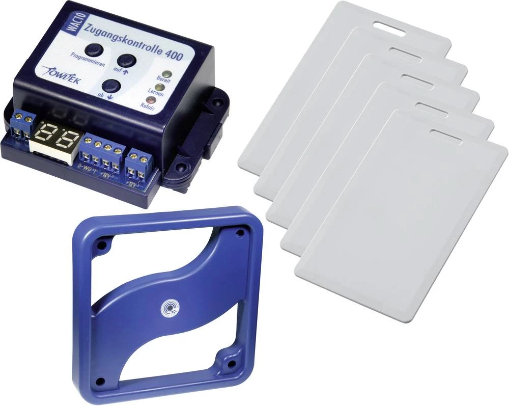 TowiTek komplet univerzalne kontrole pristupa UAC400 sa RFID čitačem širokog raspona i 5 čip kartica širokog raspona slika