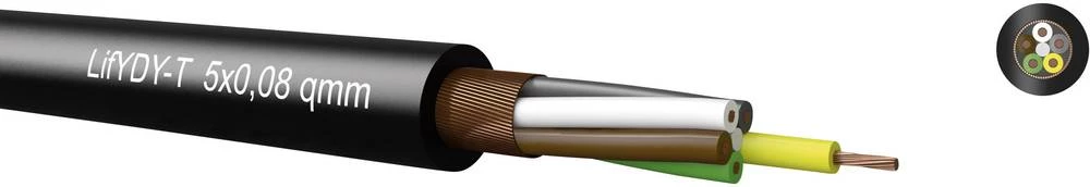 Krmilni kabel LifYDY 3 x 0.08 mm crne boje Kabeltronik 350300800 metarski slika