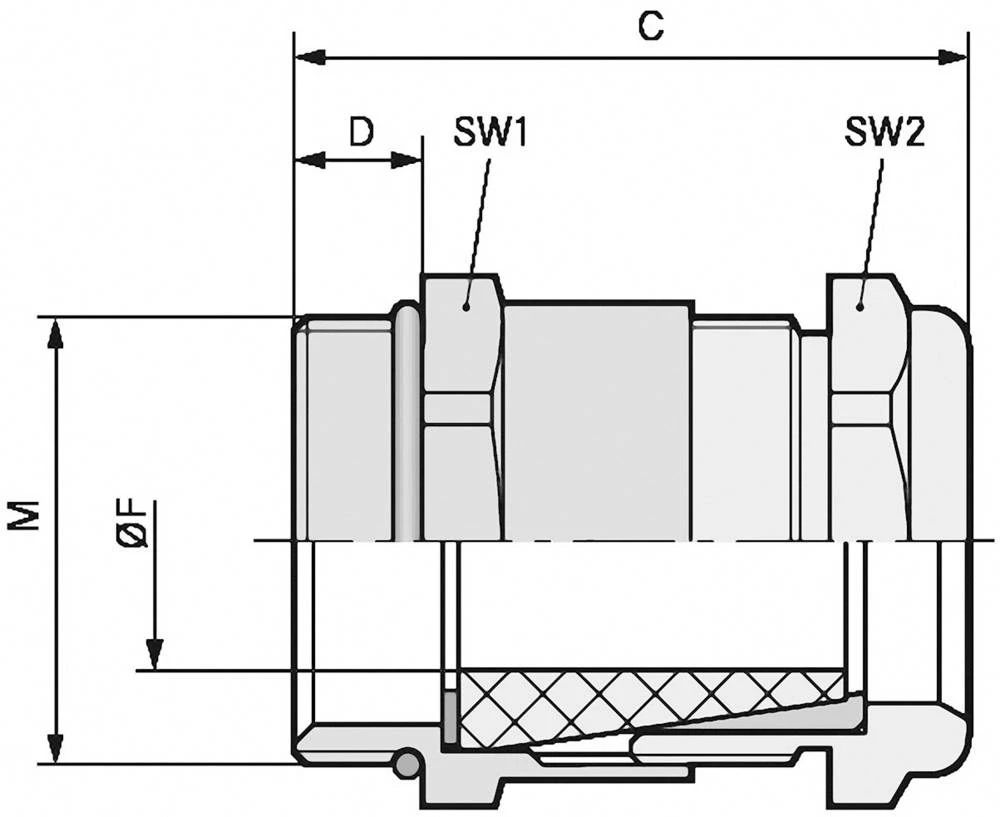 Kabelska uvodnica M25 mesing prirodne boje LappKabel SKINDICHT SHV-M 25X1,5/21/20 25 kom. slika