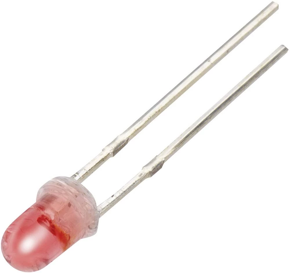 Ožičana LED dioda, crvena, bijela, okrugla 3 mm 1400 mcd, 1300 mcd 35 °, 18 ° 20 mA, 20 mA 2 V, 3.3 V YBR-30FRW00 slika