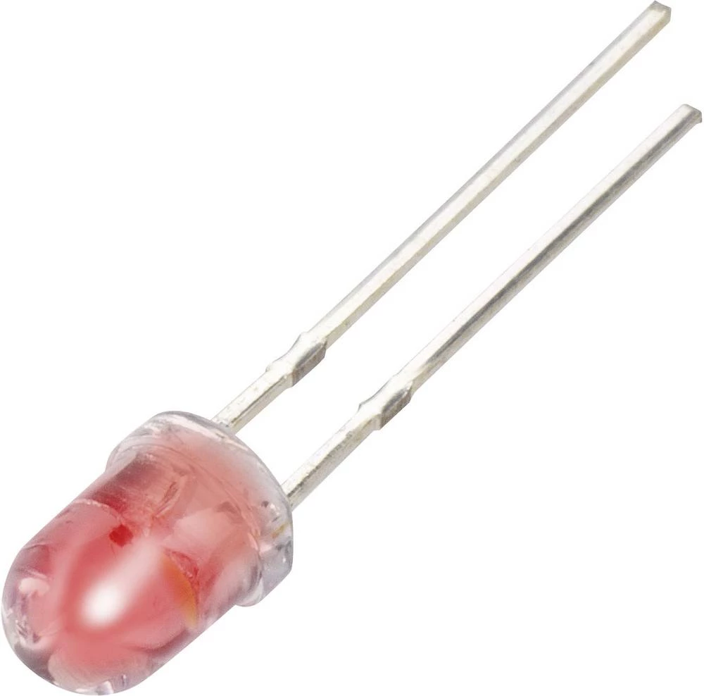 Ožičana LED dioda, crvena, bijela, okrugla, 4 mm 500 mcd, 1350 mcd 65 °, 35 ° 20 mA, 20 mA 2 V, 3.3 V YBR-40FRW00 slika