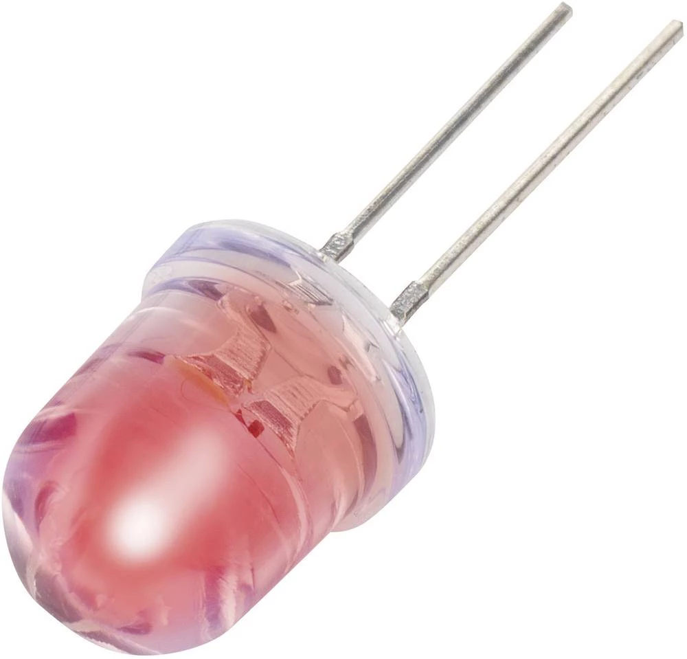 Ožičana LED dioda, crvena, bijela, okrugla 10 mm 1300 mcd, 11000 mcd 30 °, 22 ° 20 mA, 20 mA 2 V, 3.3 V YBR-10FRW00 slika