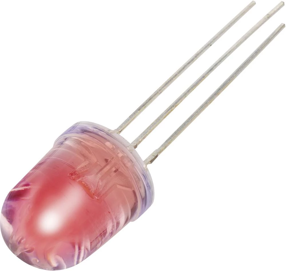 Ožičana LED dioda, crvena, bijela, okrugla 10 mm 1600 mcd, 5300 mcd 34 °, 36 ° 20 mA, 20 mA 2 V, 3.3 V YBR-10FRW00-A slika