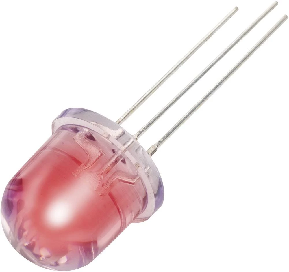 Ožičana LED dioda, crvena, bijela, okrugla, 12 mm 660 mcd, 2200 mcd 69 °, 67 ° 20 mA, 20 mA 2 V, 3.3 V YBR-12FRW00-A slika