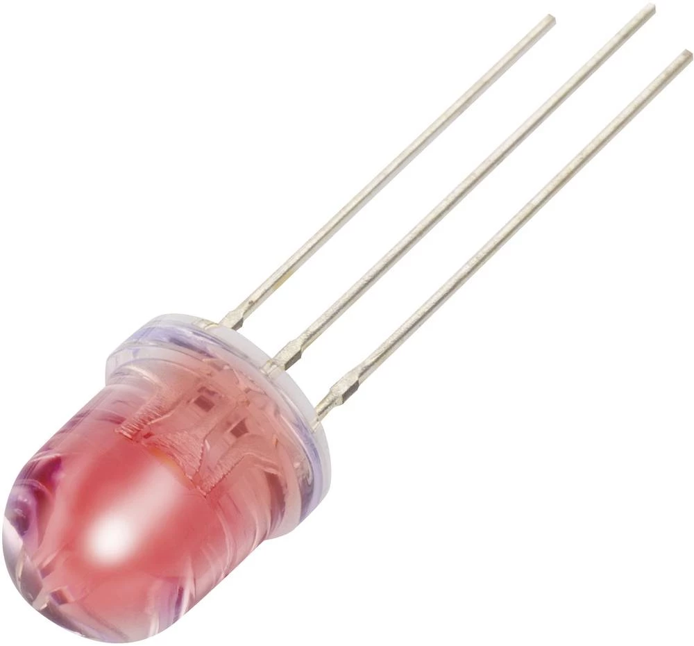 Ožičana LED dioda, crvena, bijela, okrugla 8 mm 1260 mcd, 3720 mcd 52 °, 50 ° 20 mA, 20 mA 2 V, 3.3 V YBR-80FRW00-C slika