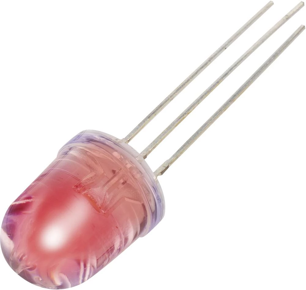 Ožičana LED dioda, crvena, bijela, okrugla 10 mm 1260 mcd, 6500 mcd 33 °, 34 ° 20 mA, 20 mA 2 V, 3.3 V YBR-10FRW00-C slika