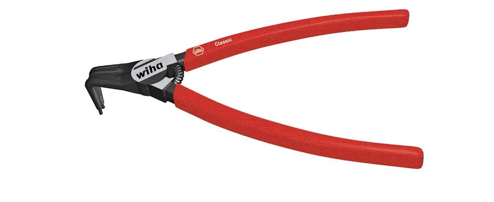 Kliješta za seger osigurače, pogodna za vanjske prstene 40-100 mm šiljasti oblik, savinuta pod kutom od 90° Wiha 26797 slika