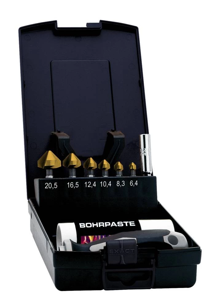Konusni upuštač 9-dijelni set 6.3 mm, 8.3 mm, 10.4 mm, 12.4 mm, 16.5 mm, 20.5 mm HSS TiN Exact 05639 1/4" (6.3 mm) 1 set slika