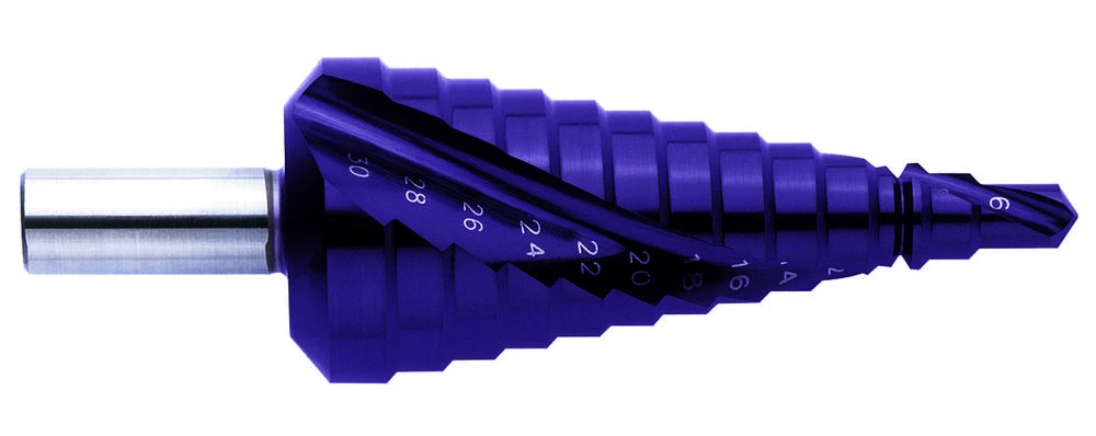 HSS stupnjevito svrdlo 6 - 30 mm TiN, TiALN Exact 09013 ukupna dužina 98 mm 3-površinski prihvat 1 kom. slika