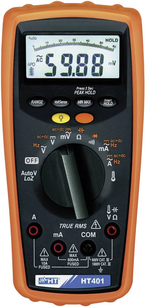 Kalib. ISO-Digitalni ručni multimetar HT Instruments HT401 CAT III 1000 V, CAT IV 600 V broj mjesta na zaslonu: 6000 slika