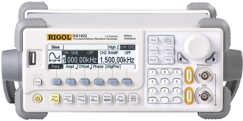 Rigol DG1022 arbitrarni funkcijski generator 1 µHz - 20 MHz kanal-tip 2 sučelje=USB/USB Host Signal-izlaz sinus/pravi kut/ slika