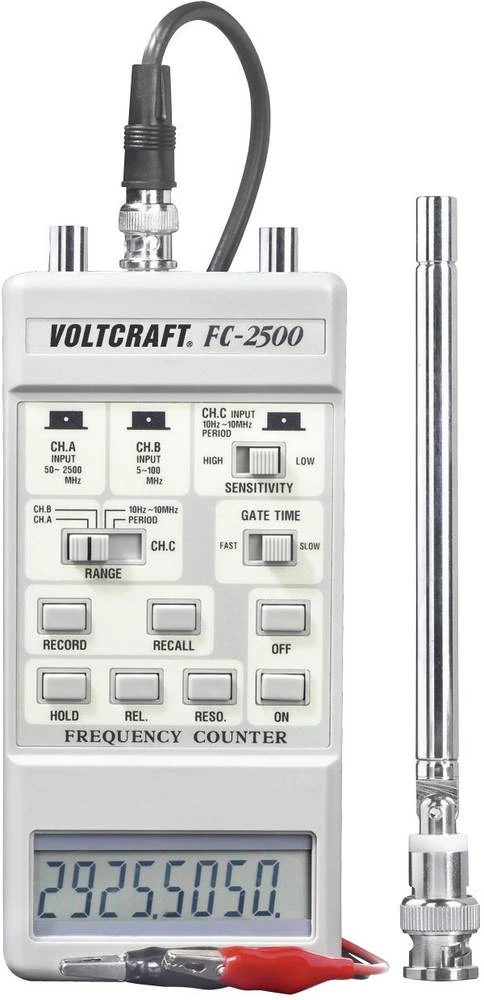 VOLTCRAFT FC-2500 brojač frekvencije, 50 MHz - 2.5 GHz, 10 MHz - 500 MHz, 10 Hz - 10 MHz kalibriran prema ISO slika