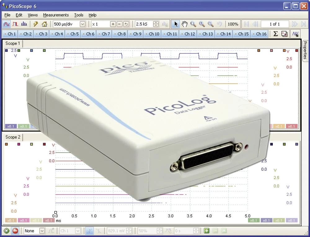 Kalib. DAkkS-pico PicoLog® 1012 0 - 2.5 V/DC USB višekanalni zapisivač podataka napona slika