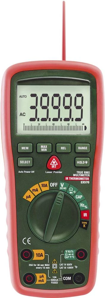 Ručni multimetar digitalni Extech EX570 kalibriran prema: DAkkS vodonepropustan (IP67), IR-Termometer CAT III 1000 V, CAT IV 600 slika