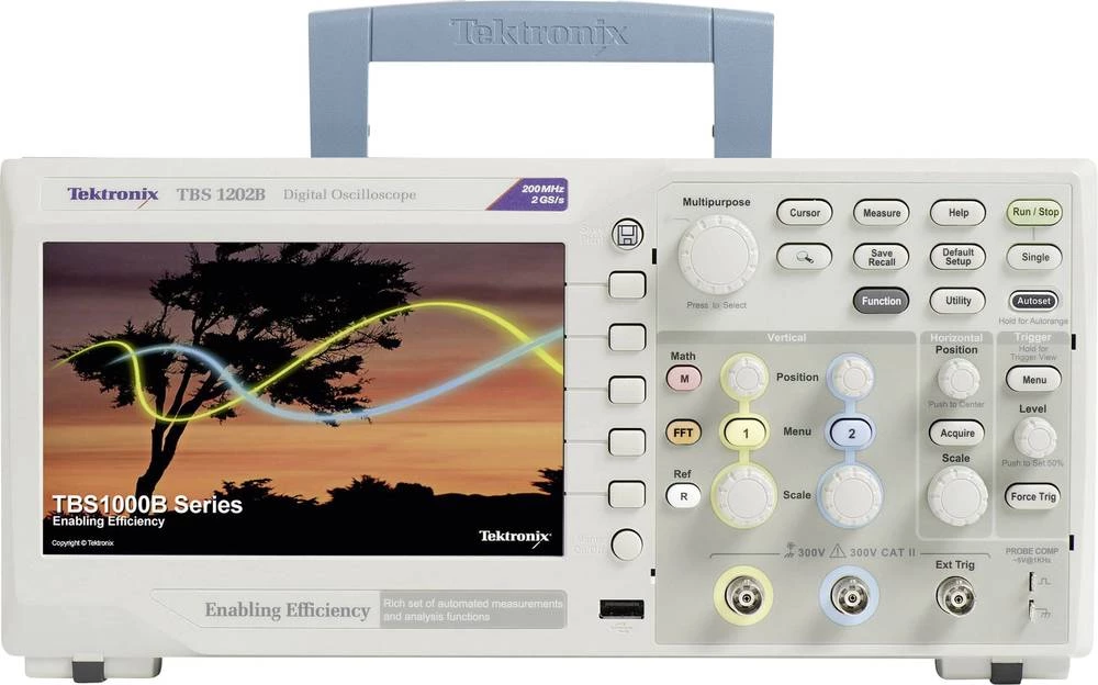 Digitalni osciloskop Tektronix TBS1202B 200 MHz 2-kanalni 2 GSa/s 2.5 kpts 8 bita kalibriran prema: DAkkS digitalna memorija (DS slika