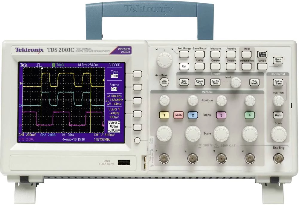 Digitalni osciloskop Tektronix TDS2004C 70 MHz 4-kanalni 1 GSa/s 2.5 kpts 8 bita kalibriran prema: DAkkS digitalna memorija (DSO slika