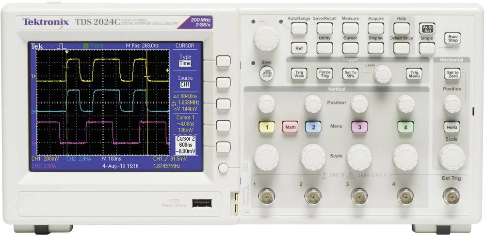 Digitalni osciloskop Tektronix TDS2024C 200 MHz 4-kanalni 2 GSa/s 2.5 kpts 8 bita kalibriran prema: DAkkS digitalna memorija (DS slika