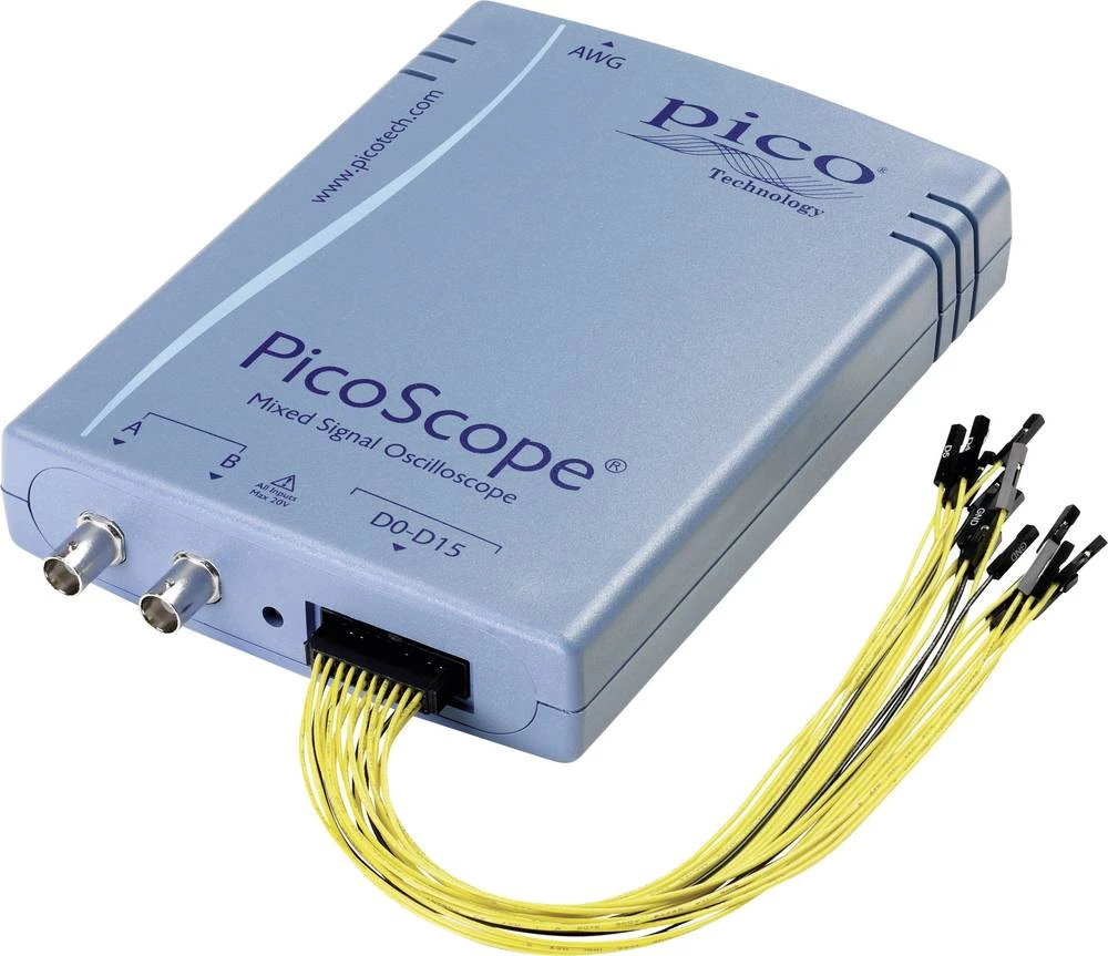 Osciloskop-USB pico PicoScope 3206 MSO 200 MHz 18-Kanal 250 MSa/s 128 Mpts 8 Bit kalibriran prema DAkkS (DSO), funkcijski genera slika