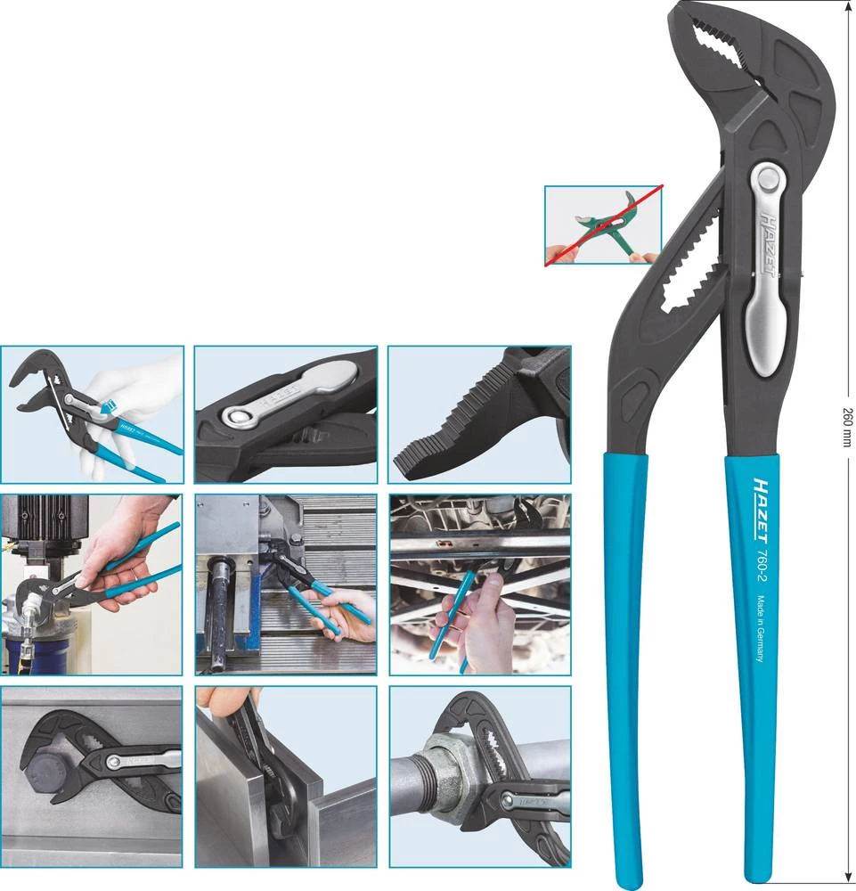 Vodoinstalaterska kliješta 260 mm Hazet 760-2 slika