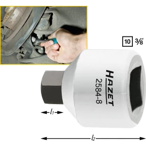 Unutarnji šesterokutni nasadni ključ za čeljusti kočnice 8 mm 3/8" (10 mm) dimenzija proizvoda, dužina 24 mm Hazet 2584-8 slika