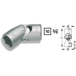Vanjski šesterokutni zglobni nasadni ključ 17 mm 3/8" (10 mm) dimenzija proizvoda, dužina 46 mm Hazet 880G-17 slika