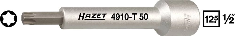 Unutarnji TORX bit-nasadni ključ T 50 1/2" (12.5 mm) dimenzija proizvoda, dužina 122.5 mm Hazet 4910-T50 slika