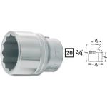 Vanjski šesterokutni nasadni ključ 1 5/8" 3/4" (20 mm) dimenzija proizvoda, dužina 68.5 mm Hazet 1000AZ-1.5/8