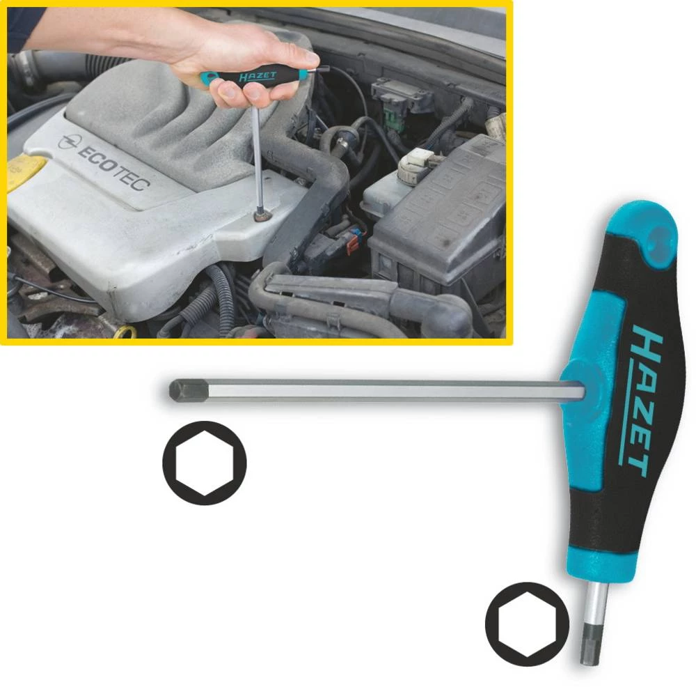 Radionički unutarnji šesterokutni odvijač Hazet veličina ključa (metrički): 2 mm duljina oštrice: 100 mm, 15 mm slika