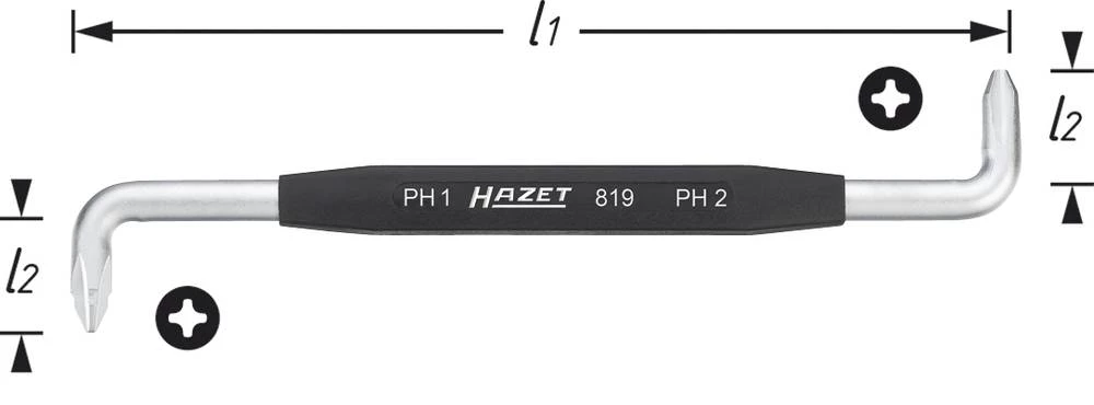 Križni Phillips kutni odvijač Hazet PH 1, PH 2 slika