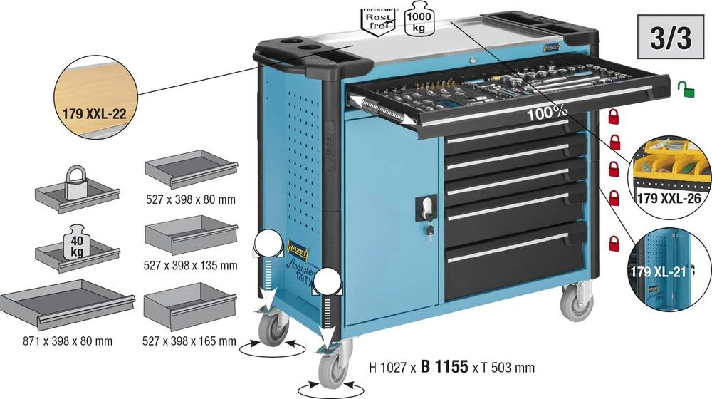 Kolica za alat Assistent179 T XXL Hazet 179TXXL-7 slika