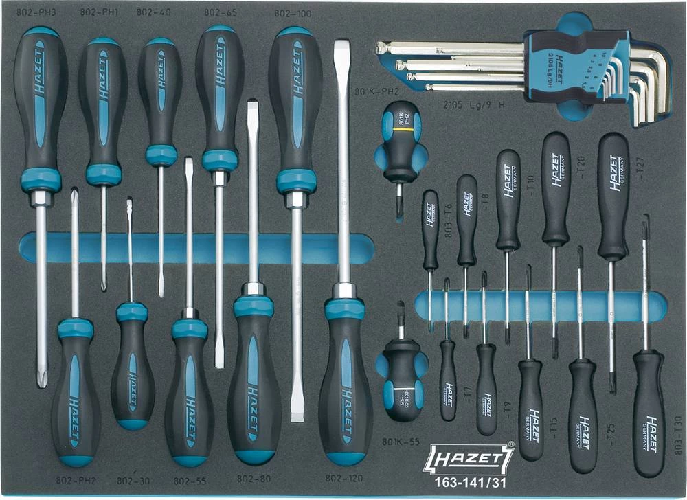 Radionički odvijač 31-dijelni set Hazet križni Phillips, unutarnji šesterokutni, unutarnji TORX, ravni slika