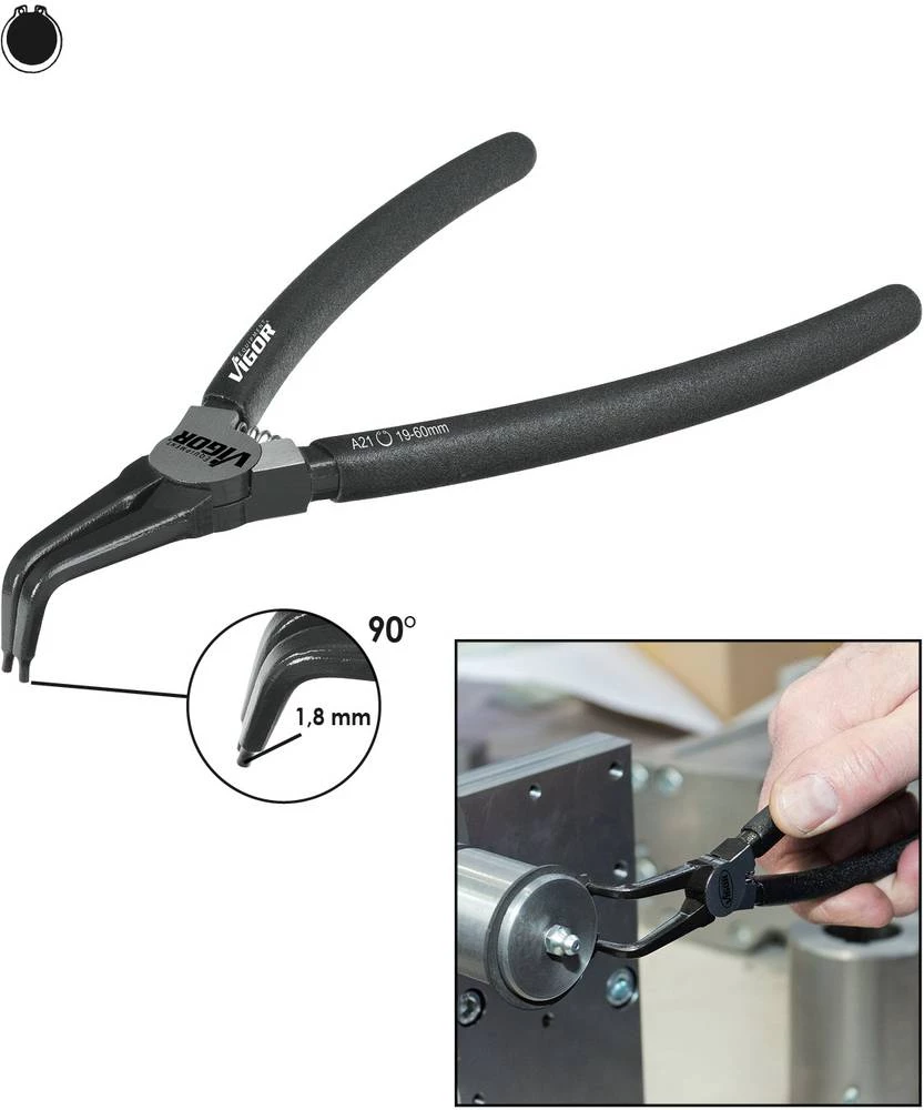Kliješta za seger osigurače, pogodna za vanjske prstene 19-60 mm Vigor V1719 slika
