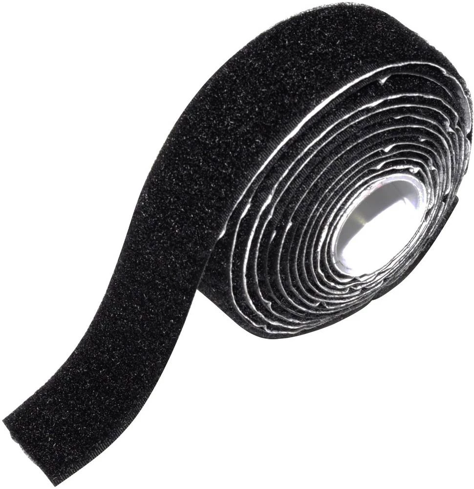 čičak traka za lijepljenje, prianjajući i mekani dio (D x Š) 2000 mm x 25 mm crna Basetech 98001c377 1 par slika