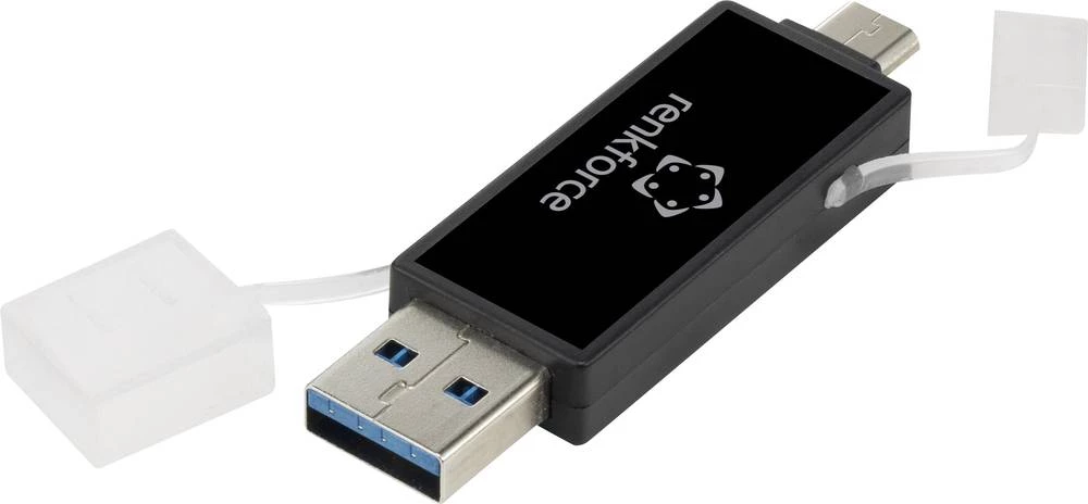 USB čitač kartice za pametni telefon i tablet računalo Renkforce crna USB 3.0, Micro USB 2.0 slika