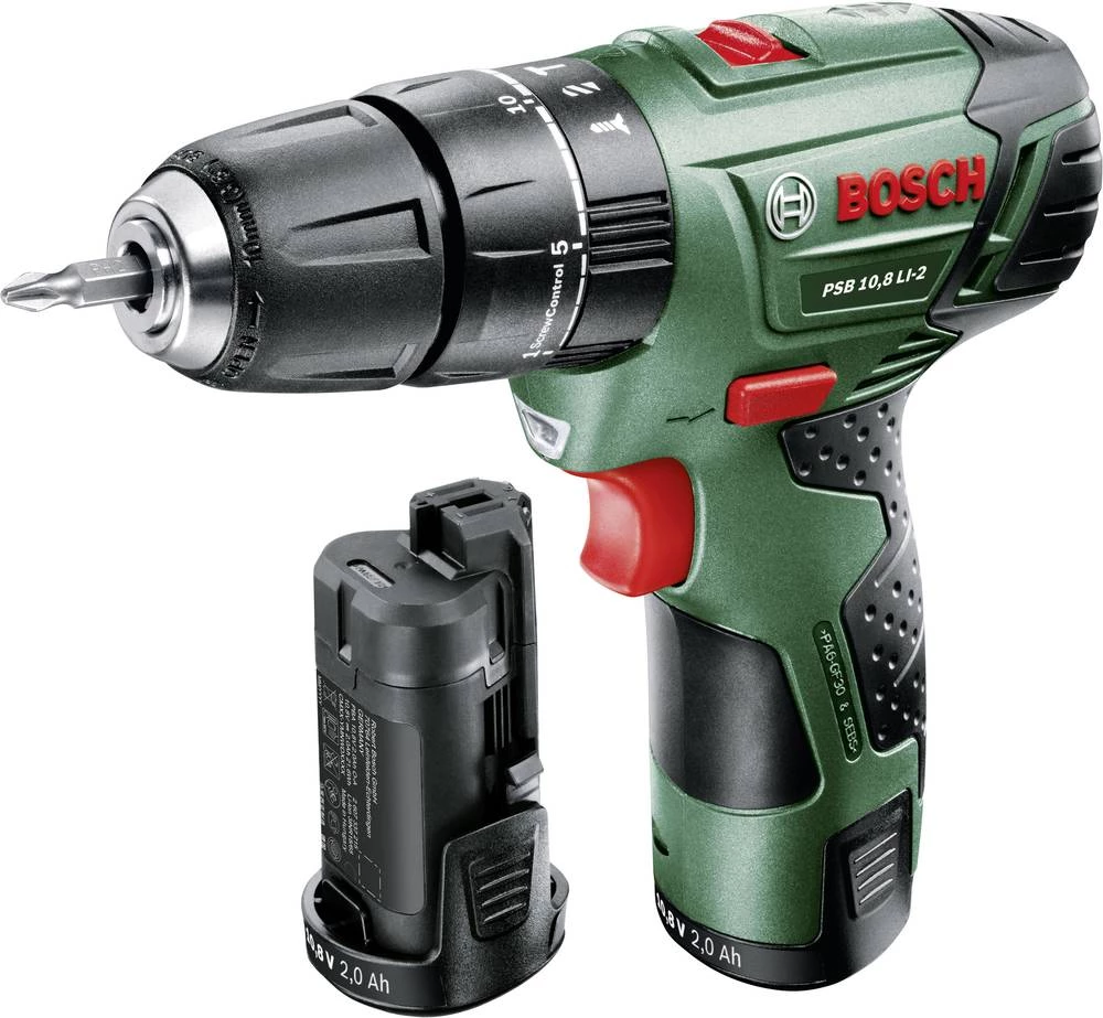 Bosch PSB 10,8 LI-2 bušilica i odvijač na bateriju 10.8 V 2 Ah Li-Ion uklj. 2 akumulatora, uklj. kovčeg slika