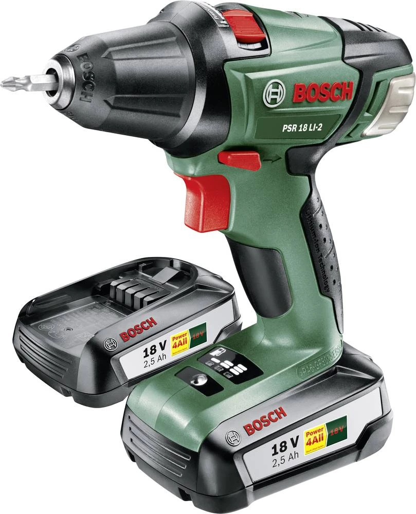 Bosch PSR 18 LI-2 bušilica i odvijač na bateriju 18 V 2.5 Ah Li-Ion uklj. 2 akumulatora, uklj. kovčeg slika