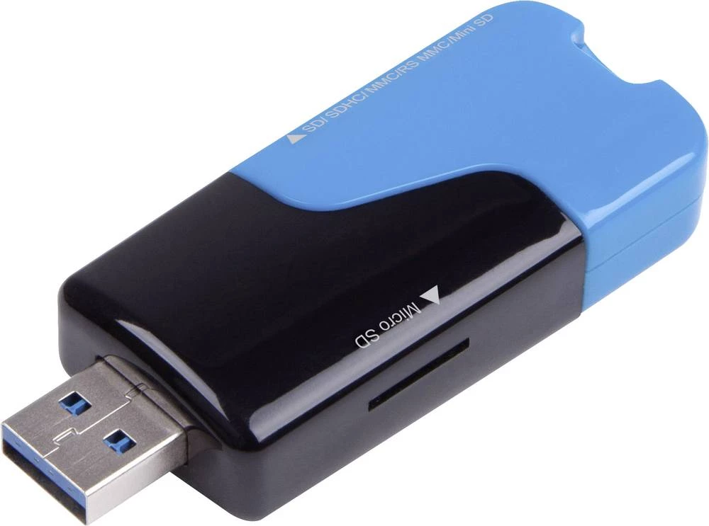 Vanjski čitač memorijskih kartica USB 3.0 Renkforce CR29e-K plavi, crni slika
