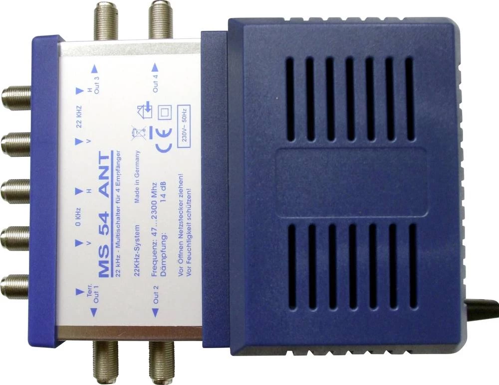 Satelitski višestruki prekidač Renkforce MS54 broj ulaza (višestruki prekidač): 5 (4 SAT/1 zemaljski) broj sudionika: 4 slika