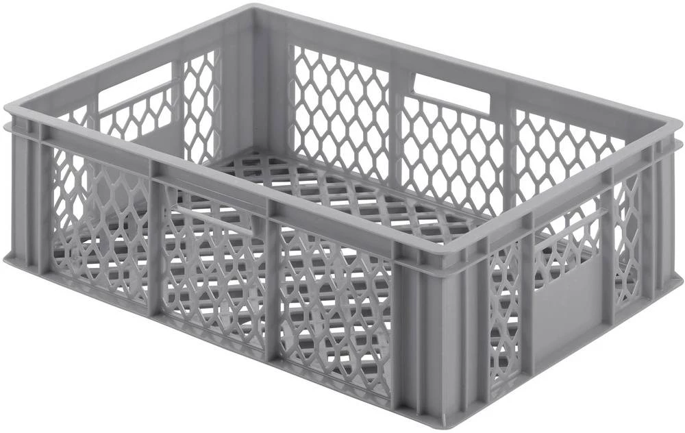 Plastični spremnik s rešetkama 39 l sivi (D x Š x V) 400 x 600 x 200 mm slika