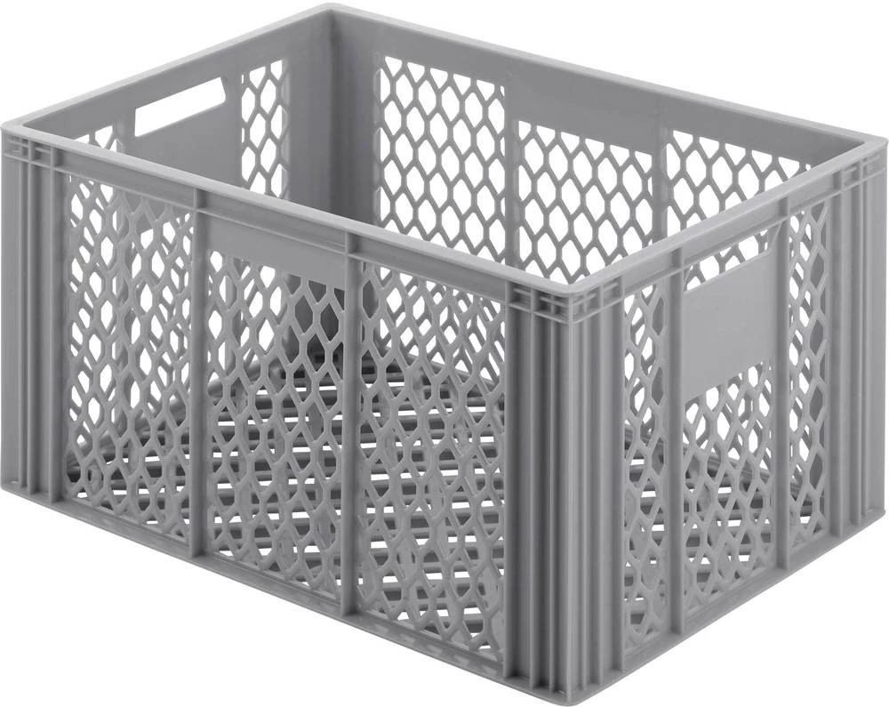 Plastični spremnik s rešetkama 70 l sivi (D x Š x V) 400 x 600 x 350 mm slika