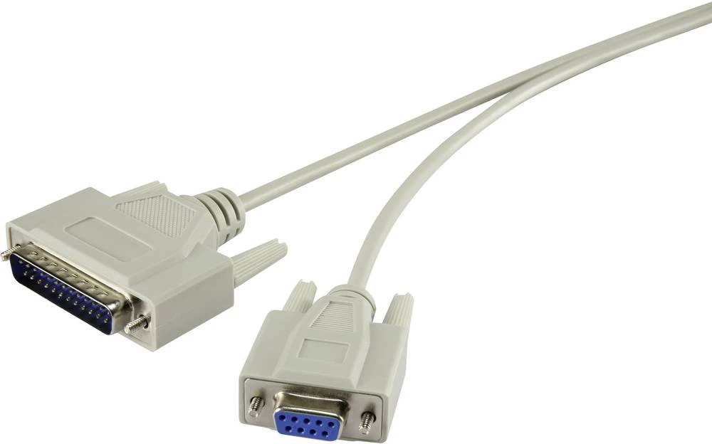 Serijski priključni kabel [1x D-SUB-utikač 25pol. - 1x D-SUB-utičnica 9pol.] 1.50 m bež boje Renkforce slika