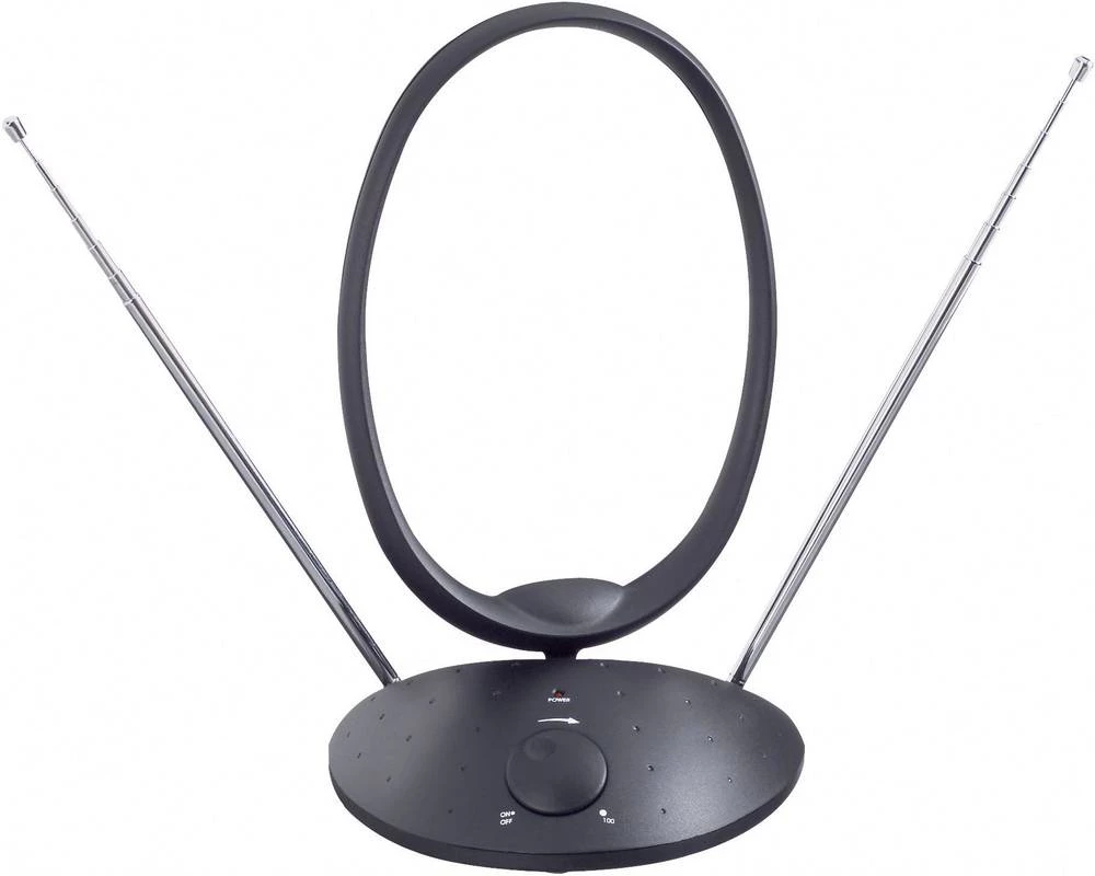 Aktivna DVB-T/T2 teleskopska antena Renkforce 6501A unutrašnja, pojačanje: 20 dB crna slika