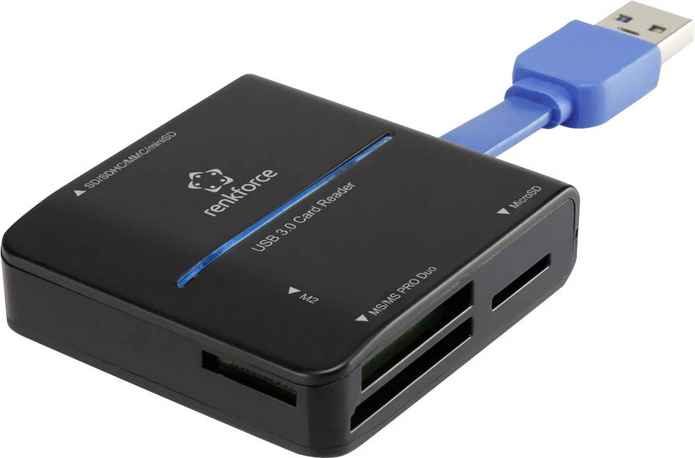 Vanjski čitač memorijskih kartica USB 3.0 Renkforce crni slika