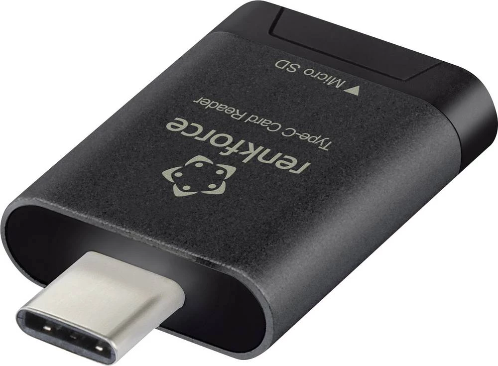 Vanjski čitač memorijskih kartica USB-C Renkforce crni slika