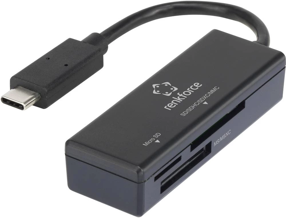 Vanjski čitač memorijskih kartica USB-C Renkforce crni slika
